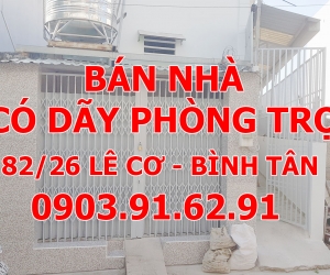 BÁN NHÀ CÓ DÃY 5 PHÒNG TRỌ MỚI – Q. BÌNH TÂN